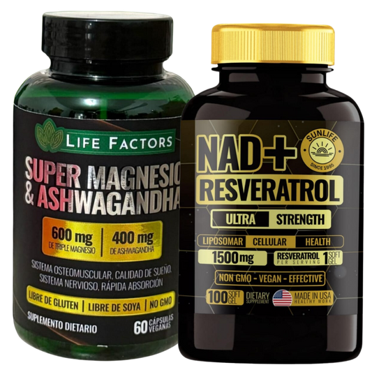 NAD +  resverat-super mgno y Ashwagandha